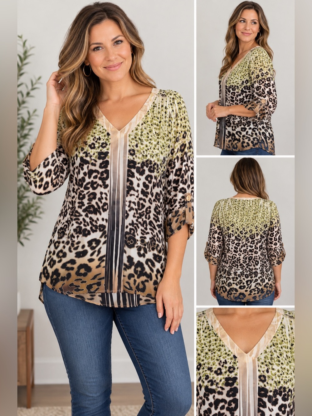 Arden B Y2K Animal Print Tunic Top, Size Medium - Like New